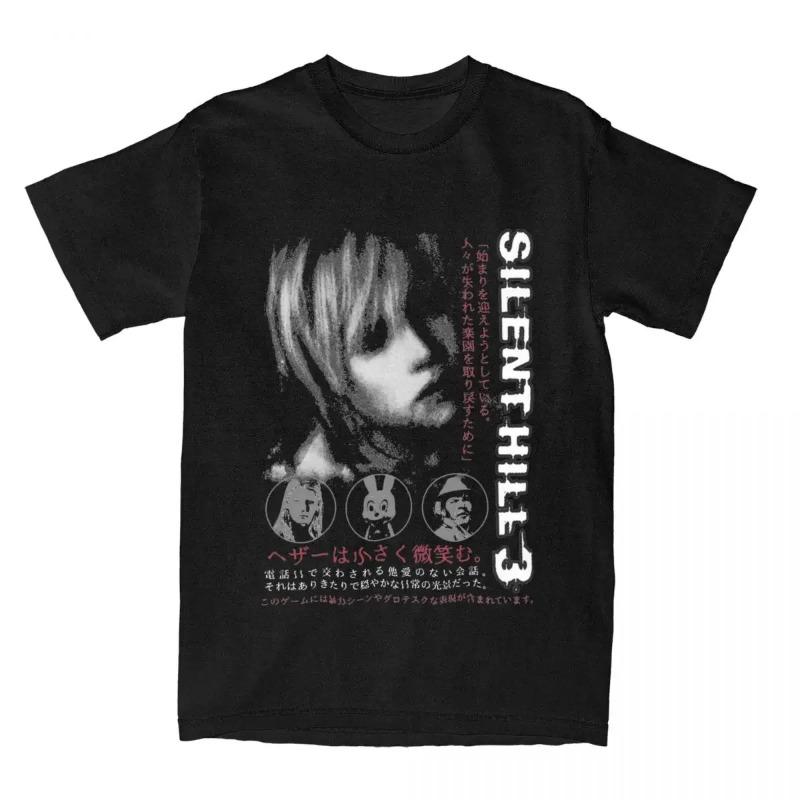WowClassic Silent Hill Heren T-shirt Horror Game Fun T-shirt Korte Mouw O-hals T-shirt Katoen Vintage Casual Grote Maat T-shirts Heren S zwart