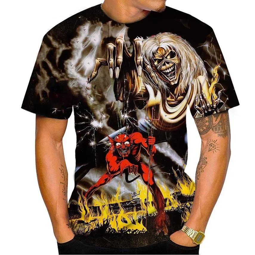ETST 011 Hot Selling Nieuwe Live Dead 3D-print T-shirt Rockmuziek Ronde hals Korte mouw Heavy Metal Mode Casual Heren Unisex Top XL