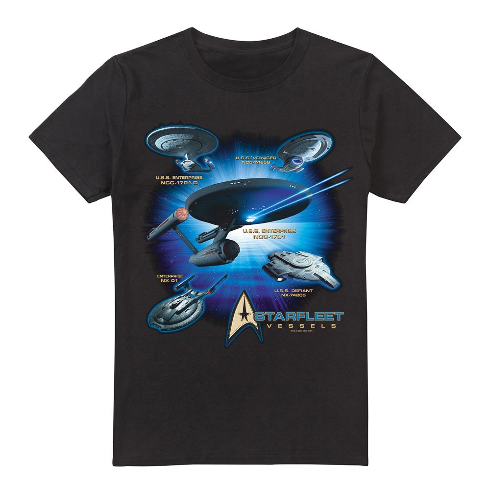 Star Trek Starfleet Vessels T-shirt voor heren XL zwart