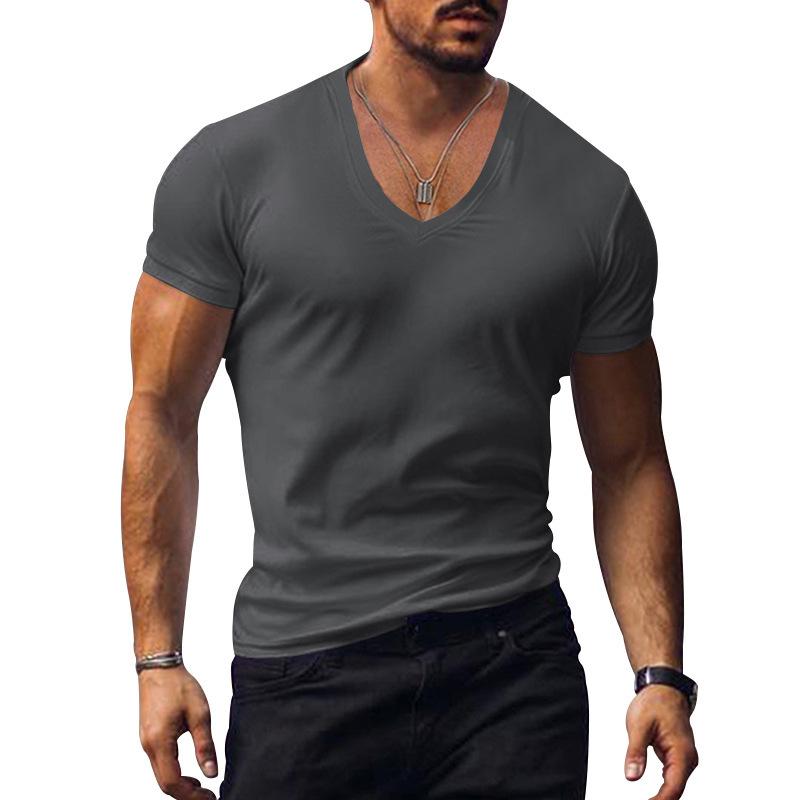 Molly Show Heren T-shirt Wit Zwart Top Heren V-hals Effen Grote Maat Casual T-shirts met korte mouwen 3XL donkergrijze kleur