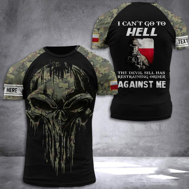 ETST WENDY 005 Poolse leger heren T-shirt Veteran Soldier Polen vlag print herenkleding oversized losse pullover O hals korte mouw shirt L