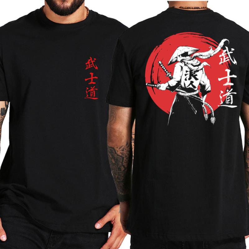 Nihao Japan Samurai Geest T-shirts Japanse Stijl Terug Print EU Size 100% Katoen Tops T-shirt Bushido Mannelijke Geschenken Tee 3XL