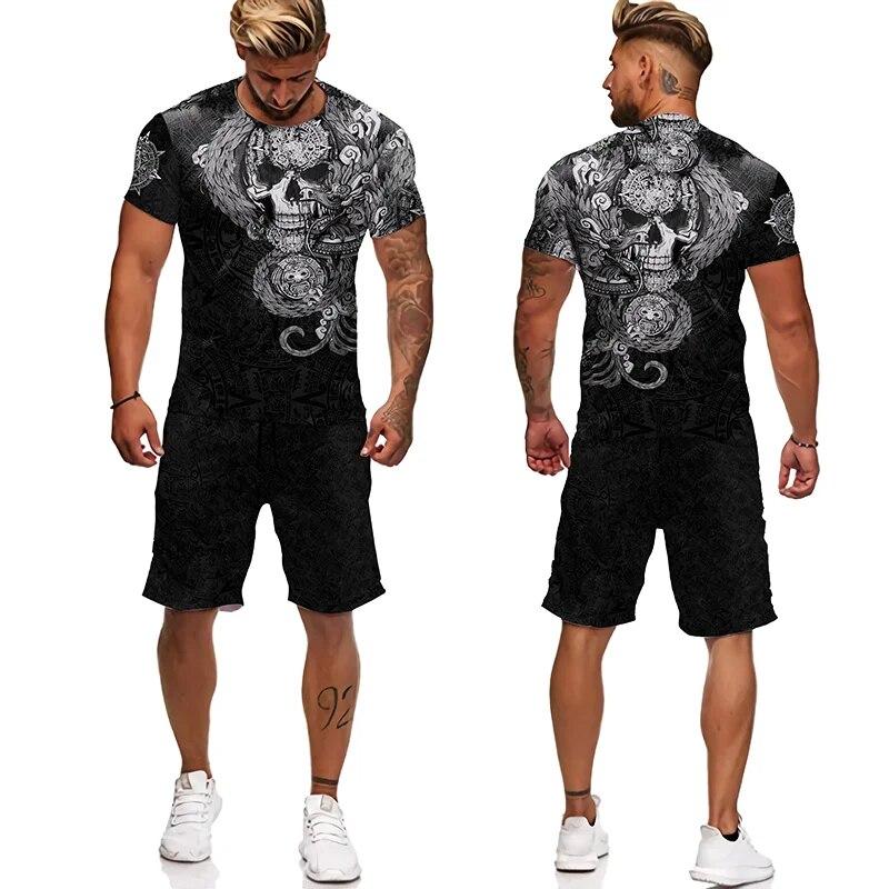 ETST WENDY 05 Nieuwe heren T-shirts/trainingspakken/shorts Skull Graphic Top Street Hip Hop Sportswear Heren 2-delige sets Zomer herenkleding 2023 M