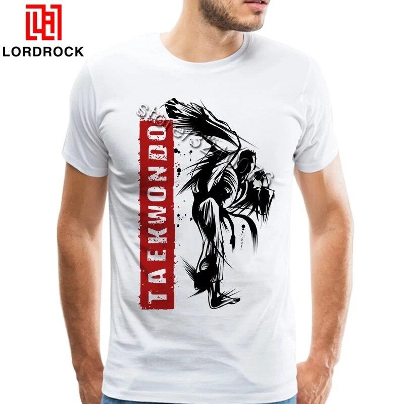 YSM Cotton Tshirt Cool Design Taekwondo Shirt Heren Flash Kick T-shirt Wit Korte Mouwen Tees Koreaans XXXXL wit