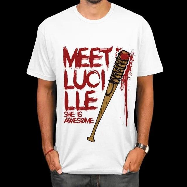 YSM Cotton Tshirt Plus size The Walking Dead Negan Lucille Design Cool Summer T-shirt met korte mouwen voor heren L wit