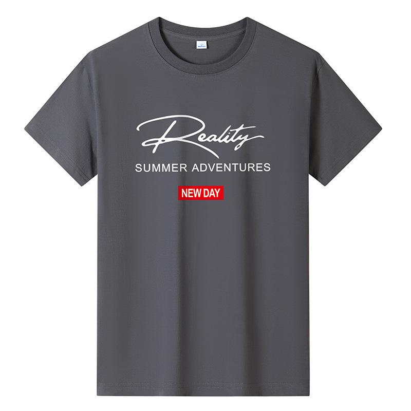 Bistrota Groot formaat puur katoenen heren T-shirt met korte mouwen voor jongens XL grijze kleur