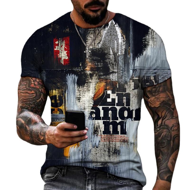 HerSight Ademende mannen zomer outfit tee 3D streetwear bedrukte t-shirt casual o hals sportwear t-shirts korte mouw losse tops 2XL