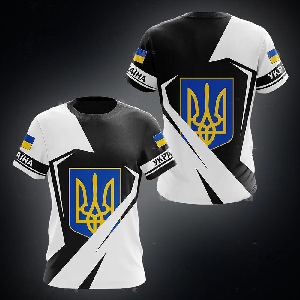 ETST WENDY Oekraïne Heren T-shirts Oekraïense Vlag Shirt 3D Bedrukt O-hals Oversized Korte Mouwen Jersey Mode Herenkleding Streetwear 2XL