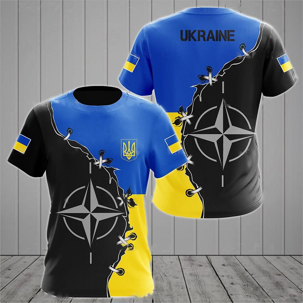 ETST WENDY Oekraïne Heren T-shirts Oekraïense Vlag Shirt 3D Bedrukt O-hals Oversized Korte Mouwen Jersey Mode Herenkleding Streetwear S