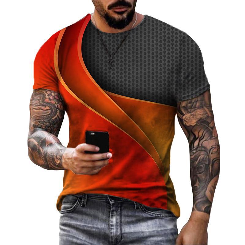 Kukebang Heren T-shirt Geometrische 3d Waterdruppel Afdrukken Nieuwe Zomer Mode Ronde Hals Losse Korte mouwen Casual heren T-shirt L