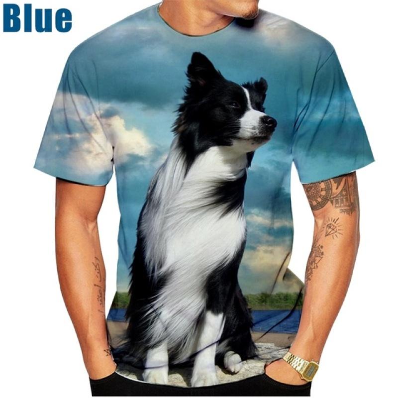 ETST 07 mode Unisex schattige hond 3D-printpatroon Tops Border Collie T-shirt Vrijetijdskleding Sport-T-shirt XXL