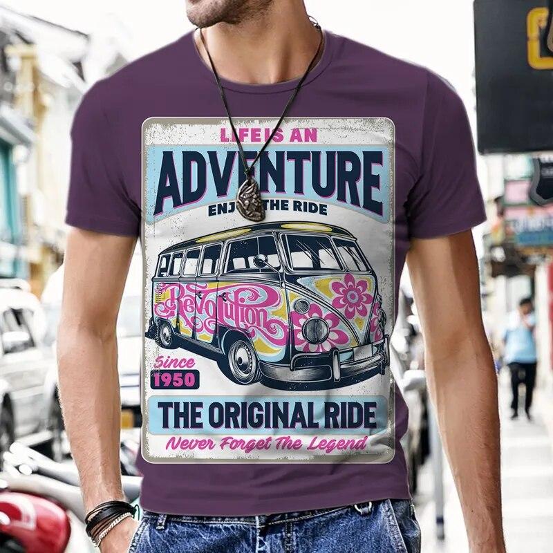 ETST WENDY Zomer heren Vintage T-shirts Retro Auto Mode Tops 3D Gedrukt O Hals Oversized Korte Mouw Harajuku Grappige Mans Streetwear 2XL