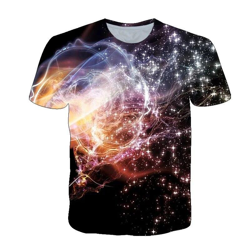 ETST 03 Zomer Mooie Sterrenhemel Mannen t-shirt Nieuwe Interessante Cosmic Nebula grafische t-shirts 3D Mode Ademend Print T-shirt Top Asian size XL