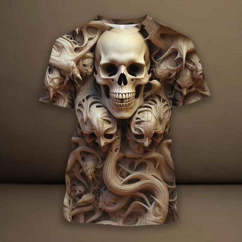 ETST 03 Mode 3D Spider bedrukt T-shirt voor mannen Grappig schedelpatroon Oversized T-shirts Zomer Casual O-hals Korte mouw Trui Tops 6XL