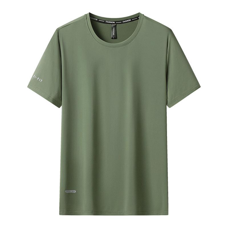 Phoca largha Heren Sneldrogend Atletisch Korte mouwen T-shirts Vochtregelerend Hardlopen Workout Shirts Prestatie Stretch Zomer Informeel Ademend Ronde hals Top T-shirt 7XL legergroene kleur