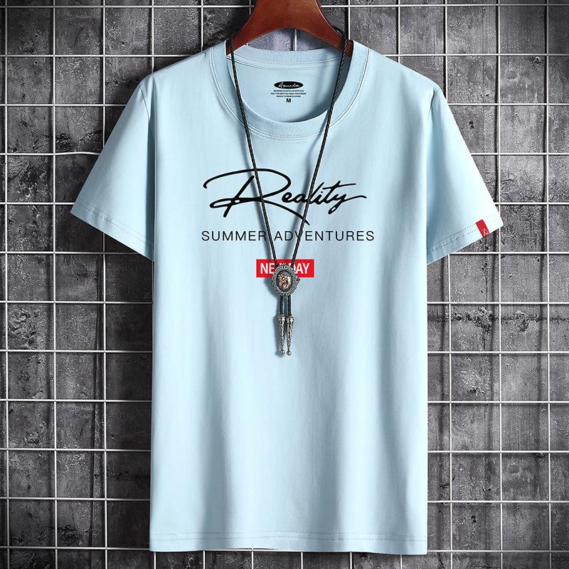 Bistrota S-6XL 5 kleuren Herenmode T-shirt Korte mouwen Casual T-shirt Los truishirt XXXL lichtblauwe kleur