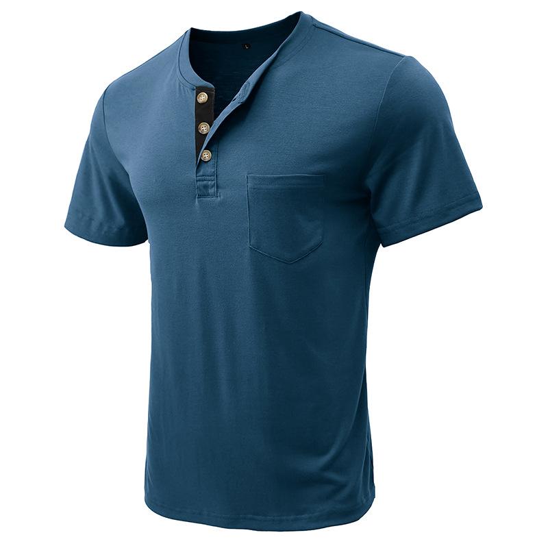 Phoca largha Heren Henley-shirts met korte mouwen Casual Basic Tops Zomer Knoop Sport-T-shirts met zak Atletisch Workout Vochtafvoerend T-shirts voor heren 2XL