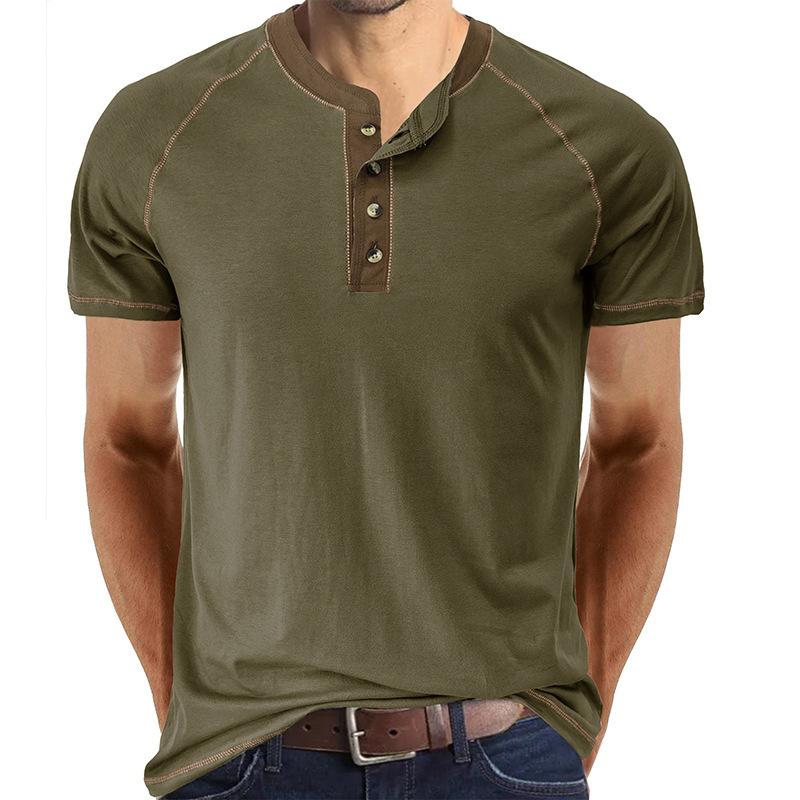 Phoca largha Heren Zomer Slim Fit Korte Mouwen Henley Shirts Vintage Stretch T-shirts Casual Basic Tops Ademende 4-knoops T-shirts Atletische Workout T-shirts XXL groen