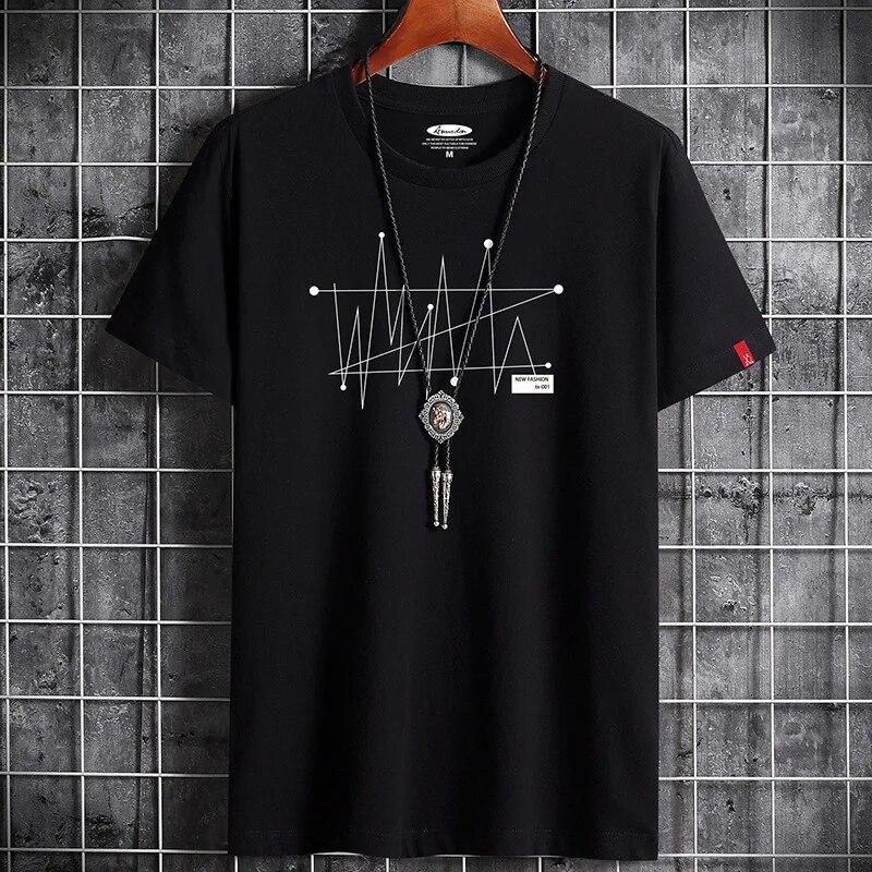 SHIZI Manga T-shirt Tops Oversize Heren Losse T-shirt 100% Katoen Mode Goth Print Heren Korte Mouw T-shirt Zomer Heren Casual T-shirt L zwart