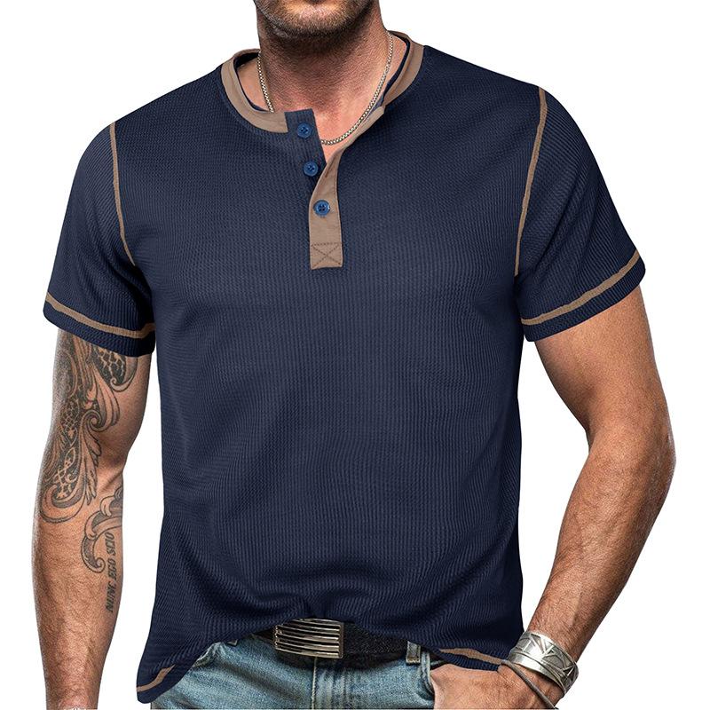 Phoca largha Heren Casual Slim Fit Henley Shirts Klassieke Knoop Korte Mouw T-shirt Zomer Basic Lichtgewicht Tops Mannelijke Atletische Training Vochtafvoerend T-shirt XXXL