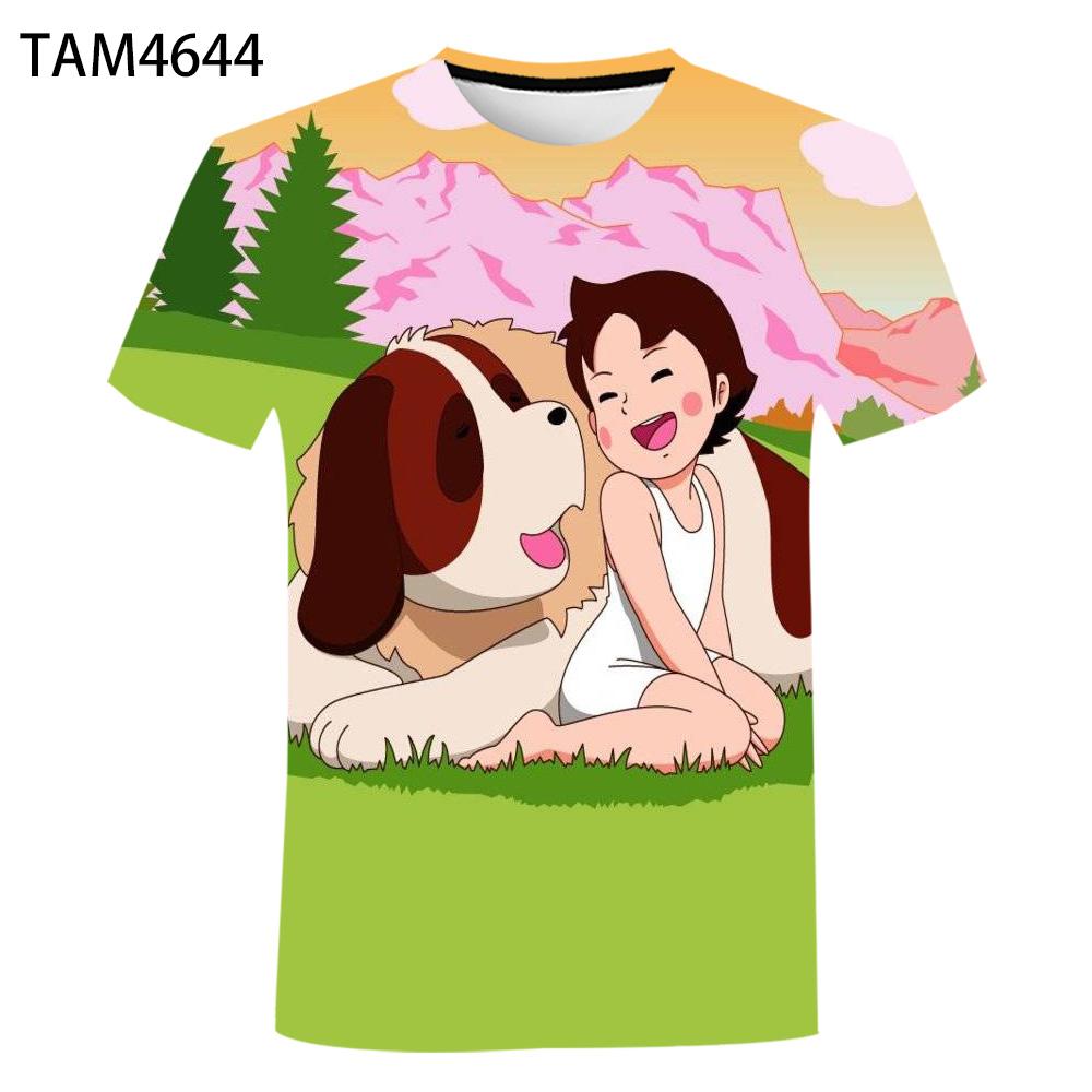 Baibao QIQI Harajuku Classic Heidi Anime 3D-printen Goedkoop en comfortabel jongens- en meisjes-T-shirt Zomer Casual schattig karakter Top Cool XXL