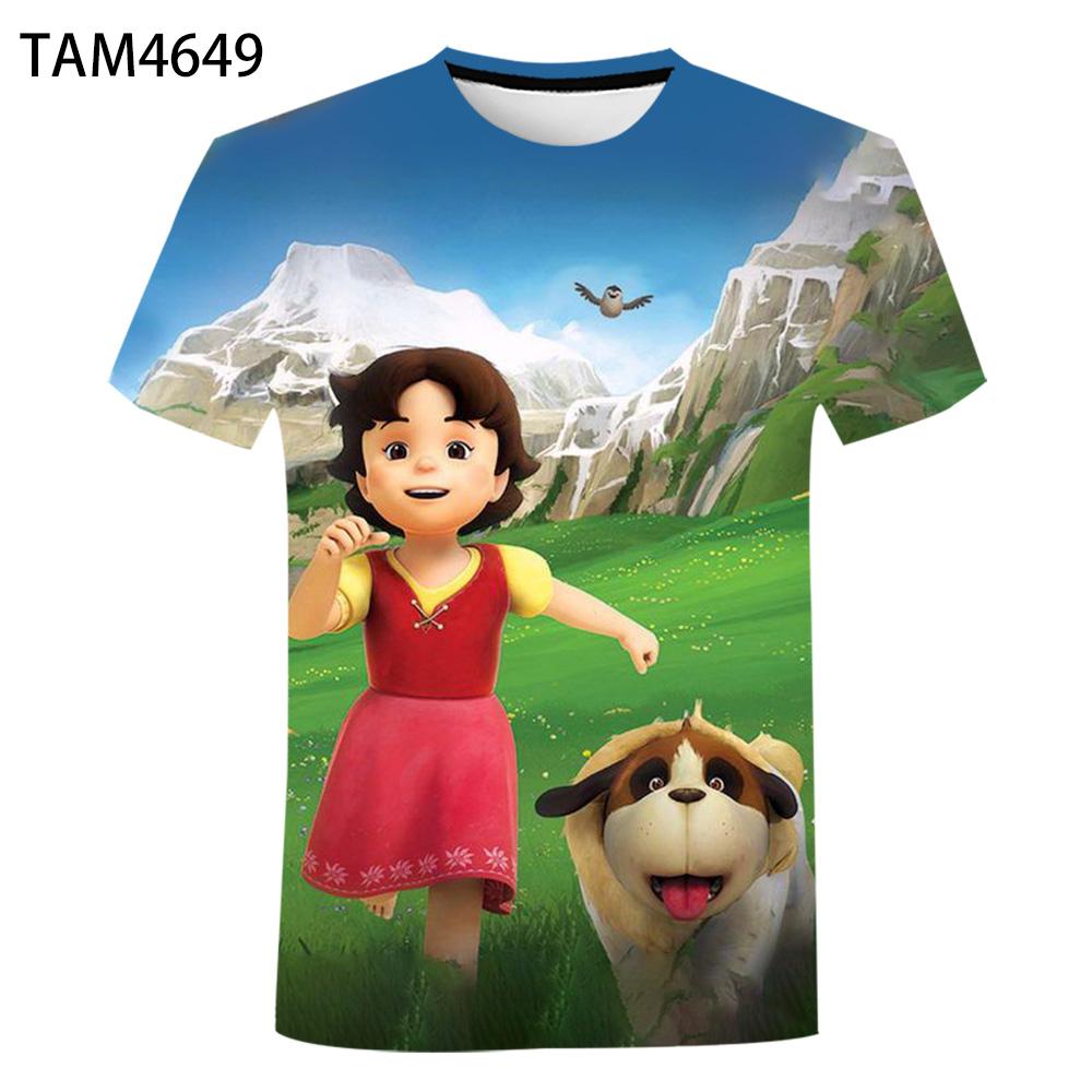Baibao QIQI Harajuku Classic Heidi Anime 3D-printen Goedkoop en comfortabel jongens- en meisjes-T-shirt Zomer Casual schattig karakter Top Cool XXL