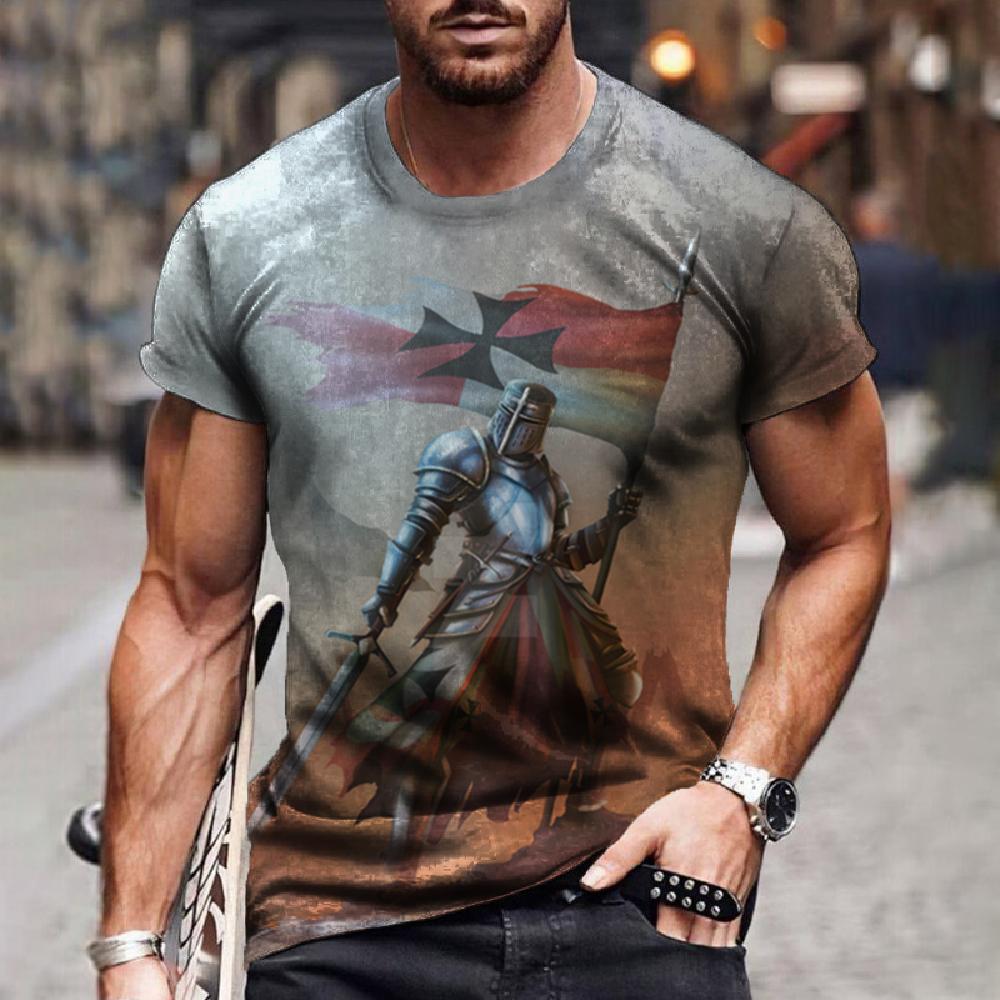 ETST 05 Vintage Heren T-shirts Tempeliers Print T-shirts Voor Mannen Zomer Oversized Tops Korte Mouw Tees Casual O-hals Mannen kleding XL