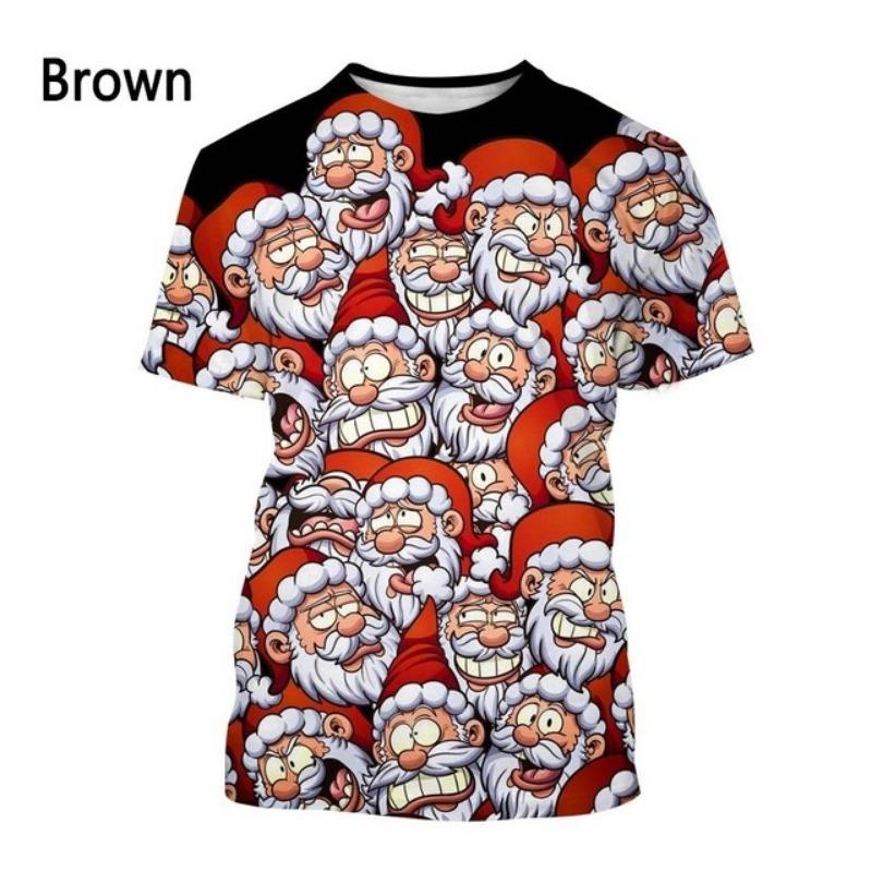 ETST 013 Nieuwe mode Kerstman 3D-geprint T-shirt voor heren en dames Zomer Casual Korte mouw Kerstavond Shirt 4XL