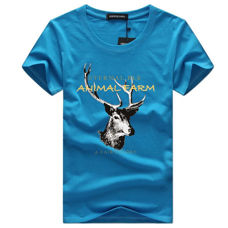 QICED Zomer T-shirt met korte mouwen Heren O-hals Trend Ondershirt XXXXXL meer blauwe kleur