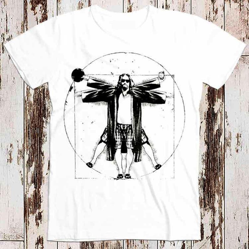 Great Deal 230 Gsm 100% Cotton The Dude Big Lebowski Da Vinci Vitruvian Best Seller T Shirt Music Retro Top Tee Gift Cool Unisex 8638 XL