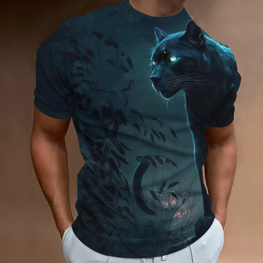 ETST 012 Zomer Retro T-shirt Dier Leeuw 3D Print Mode Korte Mouw Top Elastisch Oversized Kleding Sweatshirt Fitness T-shirt Voor Mannen 4XL