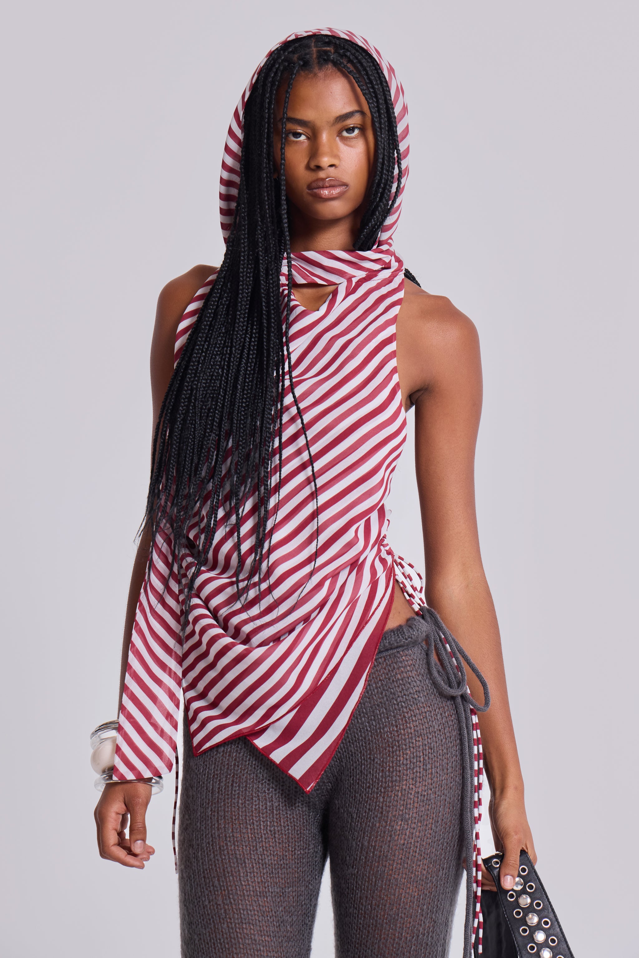 Jaded London Kandi Hooded Backless Chiffon Top