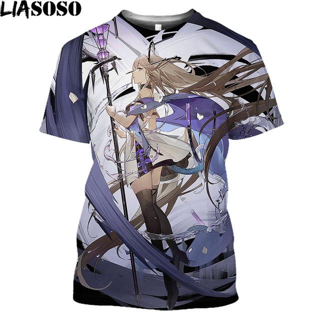 Baibao QIQI Arknights Vintage T-shirt Heren Anime Cosplay Arknights Grafische Tee Casual O-hals Kawaii Kleding Zomer Korte Mouw Plus Size Tops XXXXXL