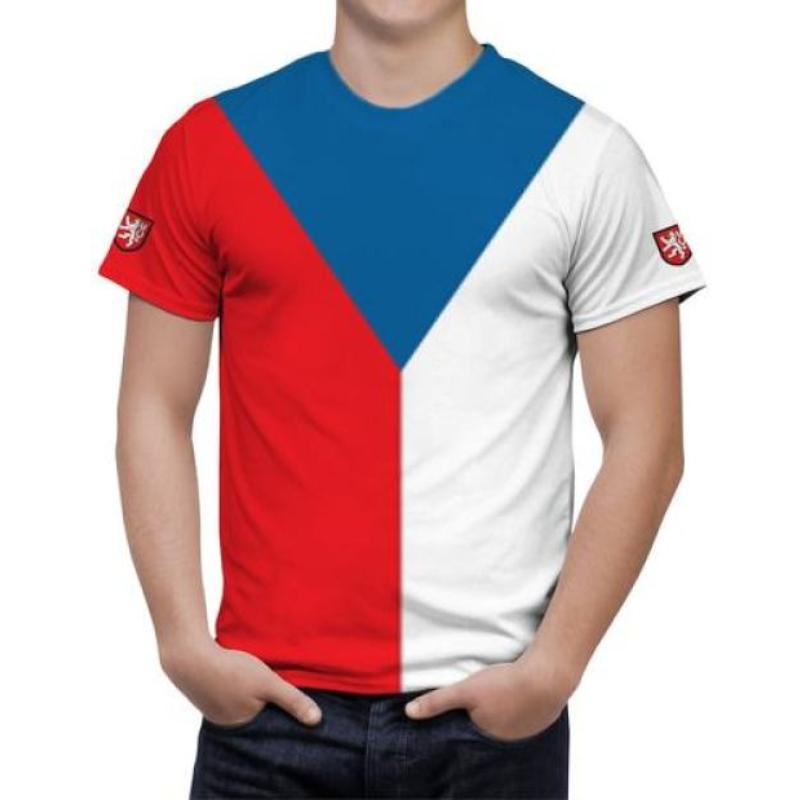 ETST 07 Vlag van Tsjechië 3D t-shirt Wapen van Tsjechië T-shirt Aangepaste vlag T-shirt Casual oversized korte mouw S