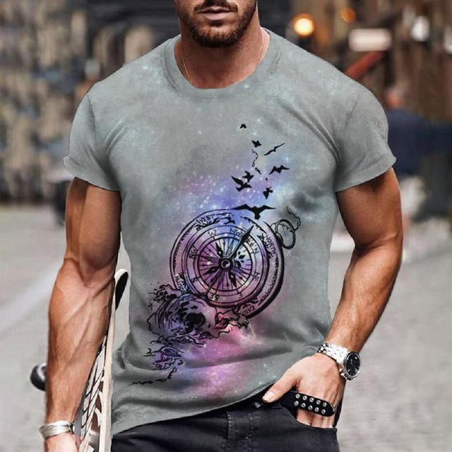 ETST 07 Vintage Heren Korte Mouw Kompas Print T-shirt Nautische Tops Zomer O-hals Sweatshirt Tees Designer Dagelijkse Herenkleding 6XL