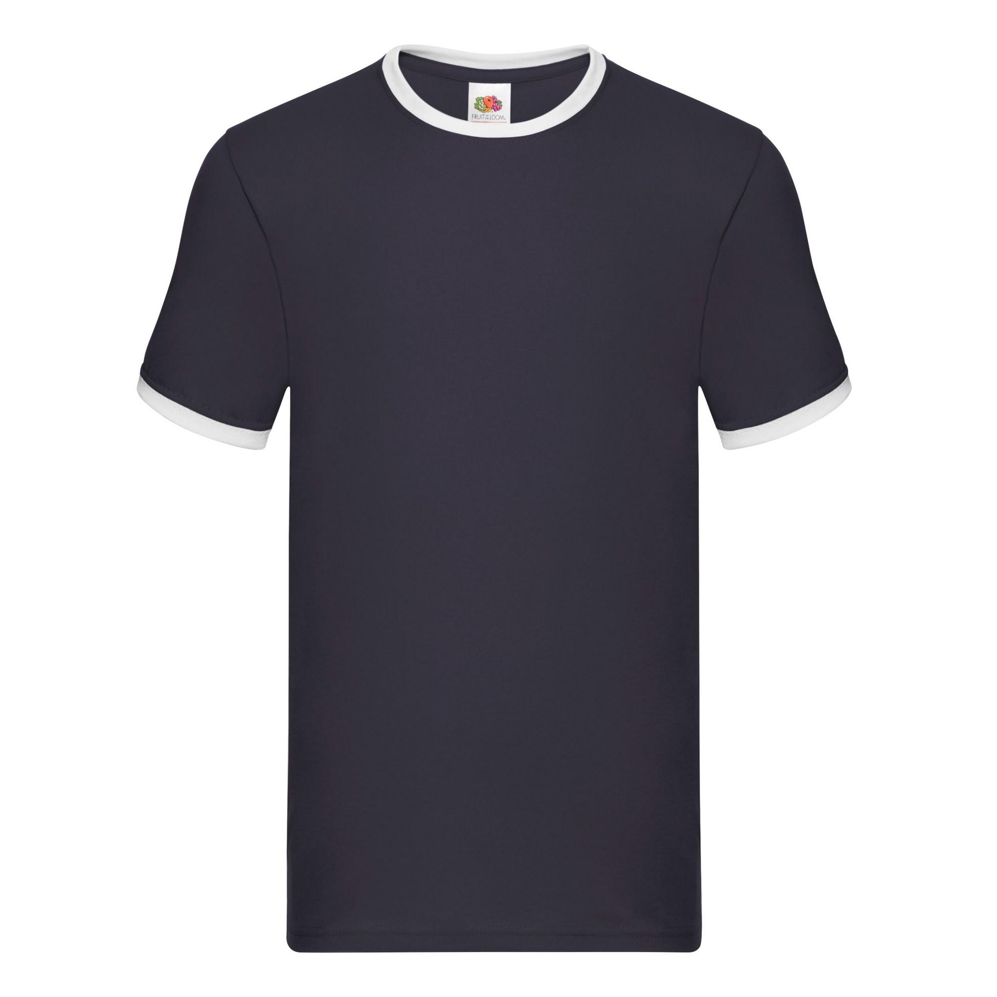 Fruit Of The Loom Heren Ringer Contrast T-shirt L grijs/Vloot