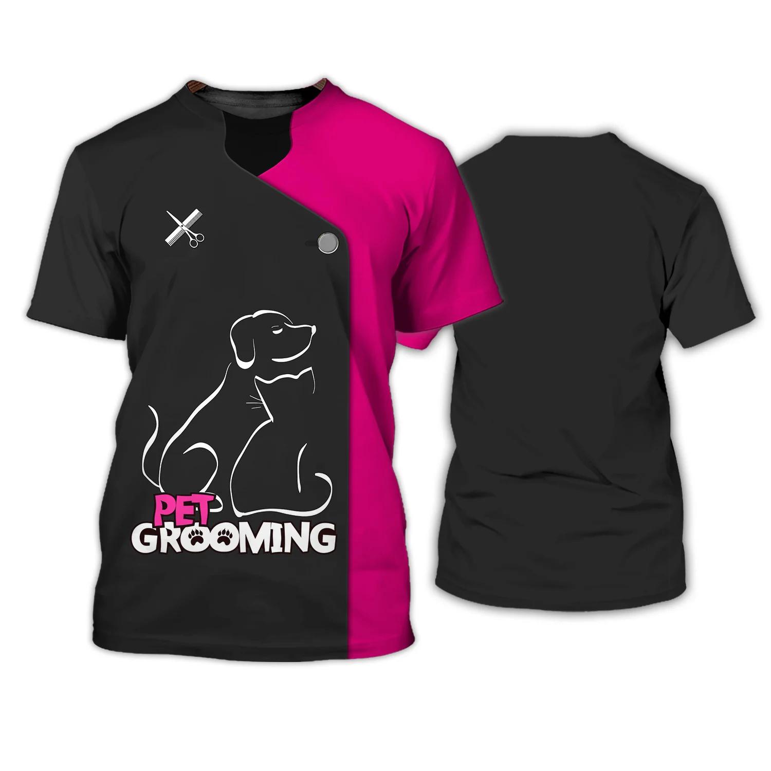 ETST WENDY 005 Pet Groomer T-shirts Hond Kat Verzorging 3D Print Streetwear Mannen Vrouwen Mode Oversized T-shirt Cosplay Tees Tops Uniform Kleding M