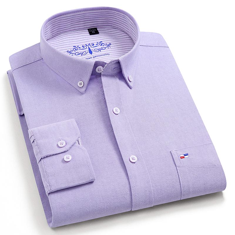 AC-Fashion-4 Herenoverhemden met lange mouwen, effen, dik Oxford-katoen en button-down 42