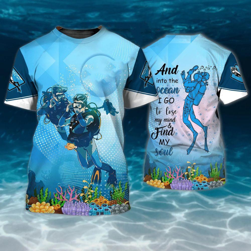 Laoxu Ocean Explore SCUBA Duik Trainingspakken Mode 3D Duik Grafische T-shirt Voor Heren Extreme Sport Korte Mouw Unisex Tops T-shirts S