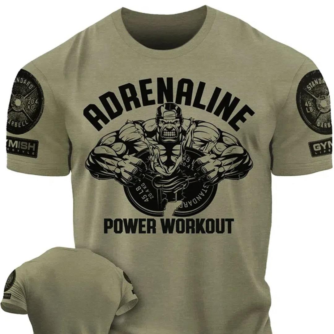 ETST 011 3D-printen Adrenaline Power Workout Gym T-shirt Hoge kwaliteit katoen Casual heren korte mouwen top Muscle Man Tough Guy T-shirt L