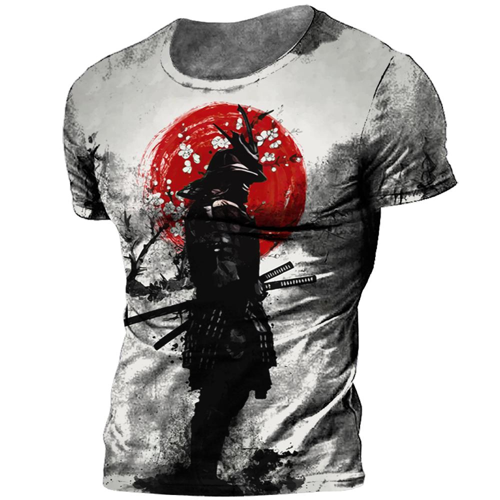 ETST WENDY 005 Japanse Samurai T-shirt 3D Japan Stijl Print Korte Mouw Tops Tees Casual Retro Heren T-shirt Oversized Vintage Herenkleding 4XL