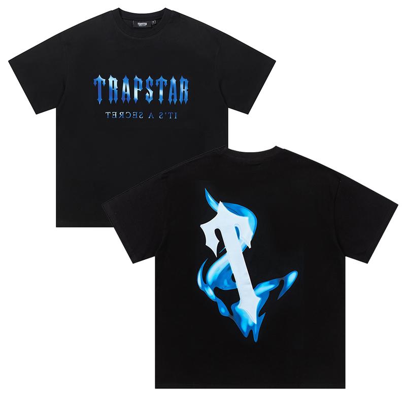 Trapstar London 659  2025 Zomer Nieuw Hoge Kwaliteit Katoen Ronde Hals Losse Grote Maat Heren- en Dames T-shirt Koppel T-shirt S zwart
