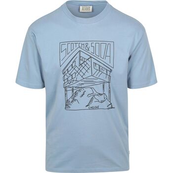 Scotch & Soda T-shirt Korte Mouw Scotch & Soda T-shirt Print Blauw