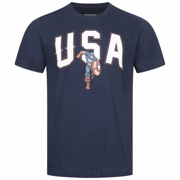 Lizenz Captain America Marvel USA Heren T-shirt FBMTS778NVY