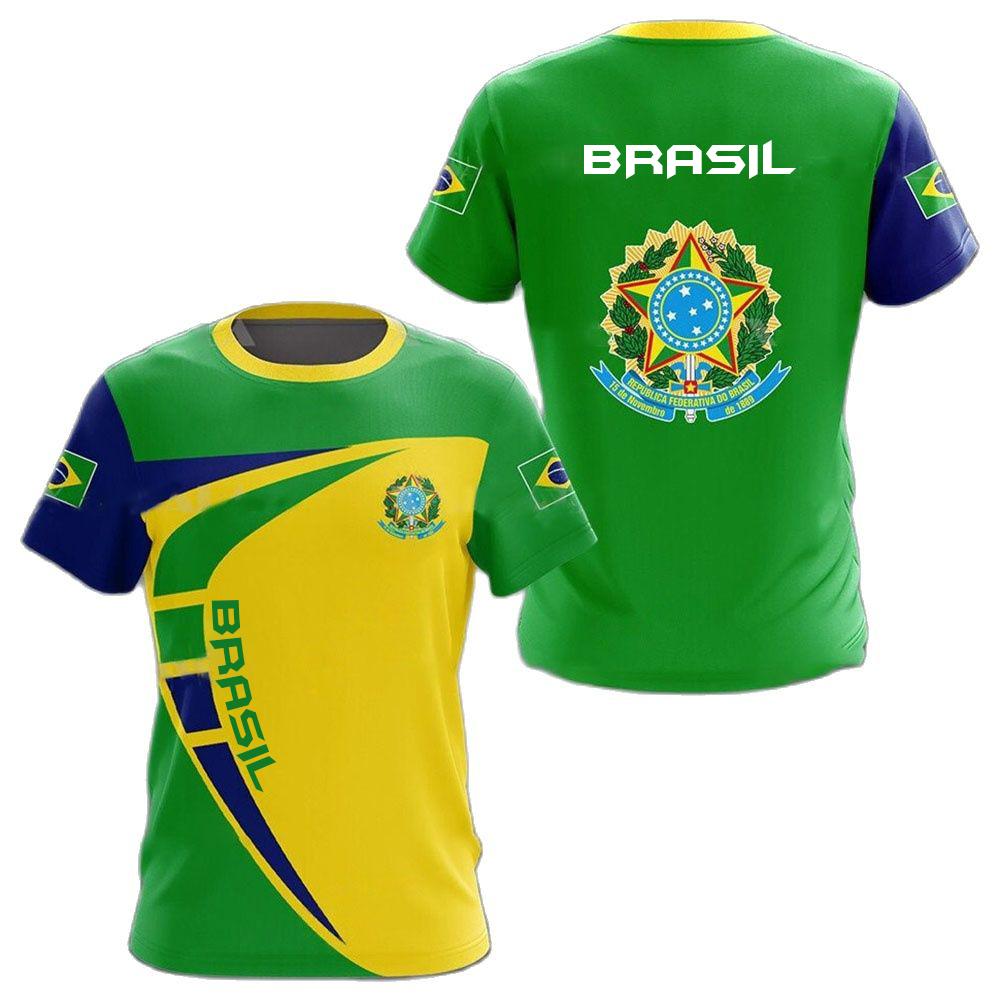 ETST WENDY 005 BRASIL Zomer Heren T-shirt Brazilië Nationaal Embleem Vlag Print Casual T-shirt O Hals Losse Korte Mouw Grote Maat Herenkleding 6XL