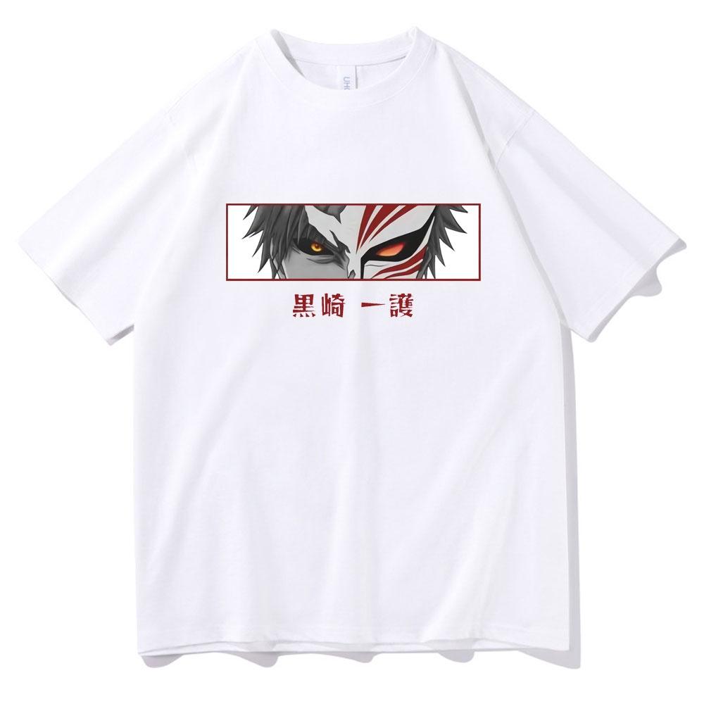 New Young Bleach Ichigo Kurosaki Anime Manga Tshirt Grafische Cartoon Mannen Vrouwen Mode Tee Tops Man Harajuku Korte Mouw T-shirt XL wit