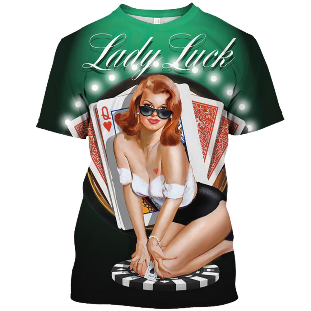 Baibao QIQI Zomer mode retro sexy meisje grafische t-shirts voor unisex Europa en Amerika trend casual mannen leuke bedrukte ronde hals tees XXXXXL