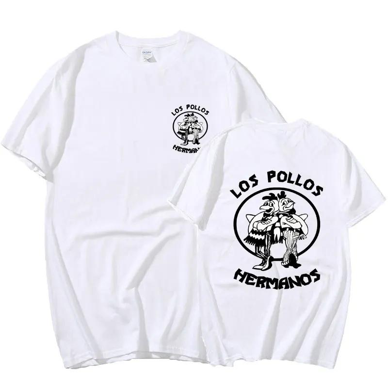 Continuously T-shirt TV-serie Breaking Bad Los Pollos Hermanos Dubbelzijdige print T-shirts Grappige Chicken Brothers Heren katoenen T-shirt Streetwear M