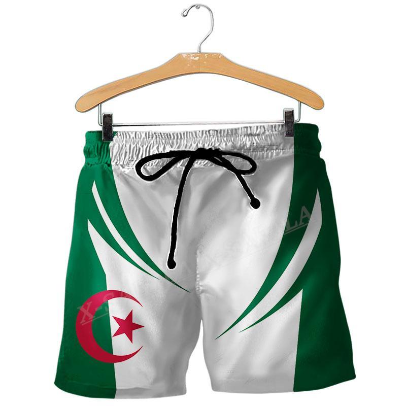 ETST 07 Algerije Land Vlag 3D Print T-shirt Korte Combo Strandset Heren Zomer Korte Mouw Casual Heren T-shirt BoardShorts Set XL