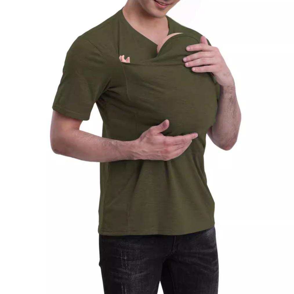 Wangpai0515 Hoogwaardig multifunctionele Kangaroo Daddy-kledingshirt voor heren, rustgevend M legergroene kleur